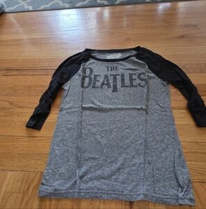 Old Navy Gray and Black Beatles Women's Top